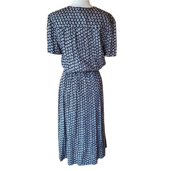 1980s Virgo II Black &‎ White Floral Career Dress - Picture 4 of 6